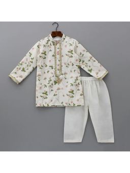 The Little Tales - Floral Printed Kurta With Off White Pyjama