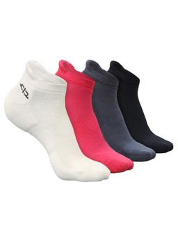 Heelium - Bamboo Ankle Socks for Women - 4 Pairs - Pink - White - Grey - Black Odour Free