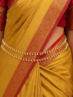 Accessher - White Gold-Plated Waist Chain And Kamar bandh For Sarees And Lehengas