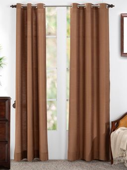 Maspar - Silky Sillion Viscose Solid Bronze Door Curtain Set of 2