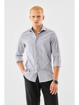 Snitch - Men Grey Polyester Full Sleeves Shirt
