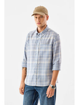 Snitch - Men Blue Cotton Blend Full Sleeves Shirt