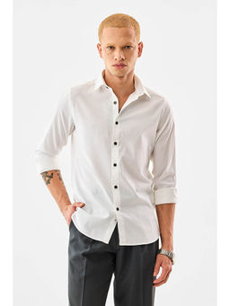 Snitch - Men White Cotton Blend Full Sleeves Shirt