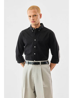 Snitch - Men Black Cotton Full Sleeves Shirt