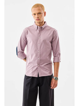 Snitch - Men Mauve Cotton Full Sleeves Shirt