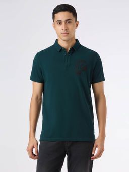Pepe Jeans - Men Blue Cotton Blend Half Sleeves Polo T-Shirt