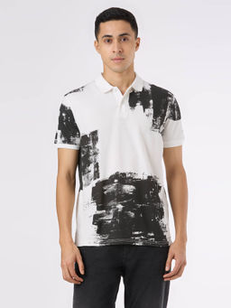 Pepe Jeans - Men Off White Pure Cotton Half Sleeves Polo T-Shirt