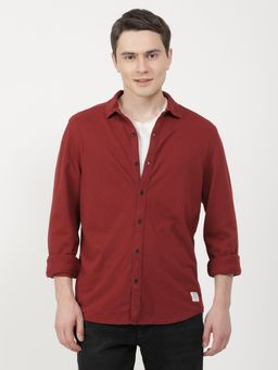 Wrangler - Men Solid Red Shirt (Slim)