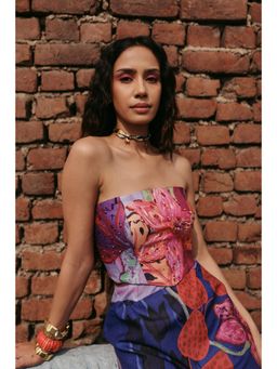 Zip by Payal & Zinal - Women Cotton Multi-Color Sleeveless Strapless Crop Top