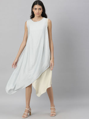 RAREISM Grey Solid Plain Dress