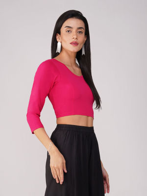 Women's ComfortEase 4-Way Stretch Red Short Sleeve Blouse