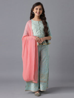 Blue Short kurta and Palazzo Girls Set