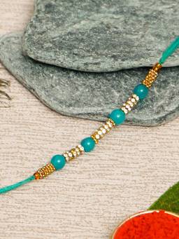 eCraftIndia - Designer Pearl Rakhi and Roli Chawal (Set of 2)