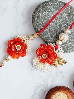 eCraftIndia - Designer Handcrafted Premium Bhaiya Bhabhi Rakhi and Roli Chawal (Set of 2)