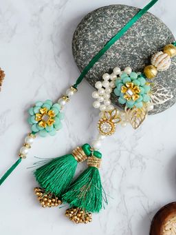 eCraftIndia - Designer Handcrafted Premium Bhaiya Bhabhi Rakhi and Roli Chawal (Set of 2)