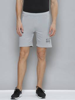 Alcis - Men Grey Printed Slim Fit Training Or Gym Sports Shorts