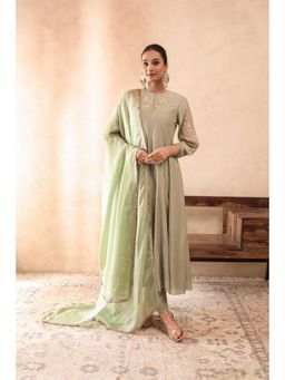 KALALOOM - Green Roohani Kali Anarkali Kurta with Pant and Dupatta