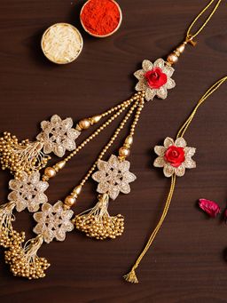eCraftIndia - Premium Bhaiya Bhabhi Rakhi and Roli Chawal Pack (Set of 2)
