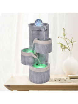 HomeTown - Impression Polyresin Zigzag Bowl Fountain 33X60Cm In Grey Colour