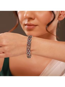 Voylla - Red Phulwari Madhavi Oxidised Cuff Bracelet