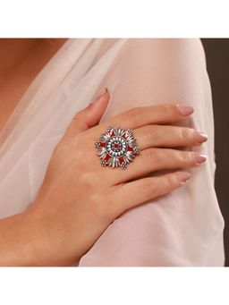 Voylla - Red Phulwari Vanika Belle Oxidised Ring