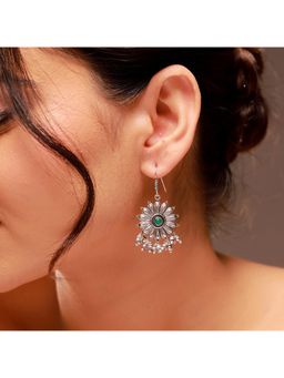 Voylla - Green Phulwari Taruratna Oxidised Dangle Earrings