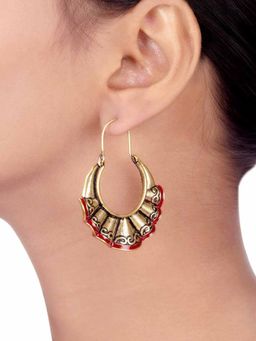 Voylla - Bharatnatyam Drape Pleated Hoop Earrings