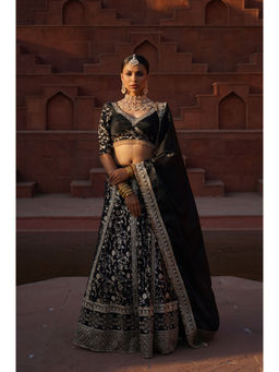 MONK & MEI - Zoya Brocade Lehenga and Blouse with Dupatta (Set of 3)