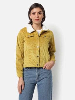 Campus Sutra - Womens Mustard Corduroy Utility Jacket