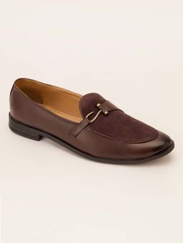 Vastramay - Men Brown Velvet-Suede Inlay Buckle Loafer