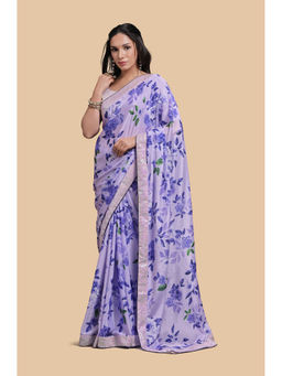 Likha - Chinon Printed Lilac Saree with Sequins Work and Unstitched Blouse LIKPFSAR02