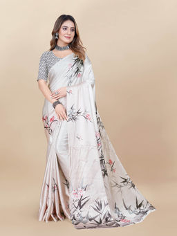 Likha - Japan Crepe Digital Printed Cream Saree with Unstitched Printed Blouse LIKPFSAR10