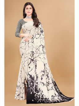 Likha - Japan Crepe Digital Printed Off White Saree with Unstitched Printed Blouse LIKPFSAR10