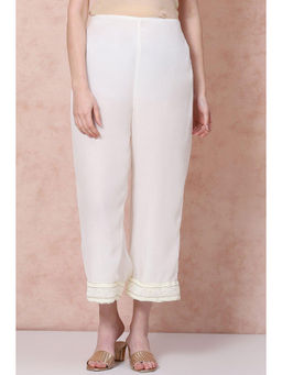 Rangriti - Off White Art Silk Palazzos