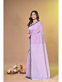 SAANTHA - Women Purple Cotton Handloom Saree