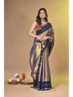 SAANTHA - Women Gold Tissue Handloom Saree