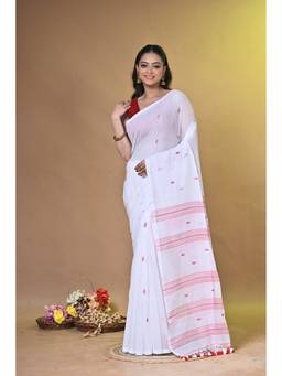 SAANTHA - Women White Cotton Handloom Saree