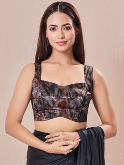 VAMAS - THE DESIGNER BLOUSES - Black Velvet Partywear Buckle Closure Blouse