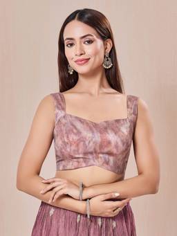 VAMAS - THE DESIGNER BLOUSES - Rose Gold Velvet Partywear Buckle Closure Blouse