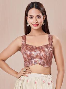 VAMAS - THE DESIGNER BLOUSES - Rust Velvet Partywear Buckle Closure Blouse