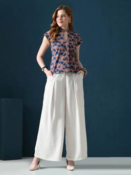 Laado - Blue Pure Cotton Print Top