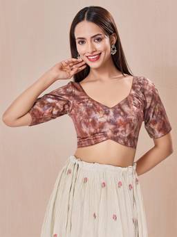 VAMAS - THE DESIGNER BLOUSES - Rust Velvet Paan Neck Blouse