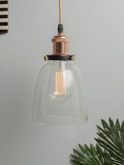 Homesake - Industrial Glass Bell Pendant Light Rose Gold