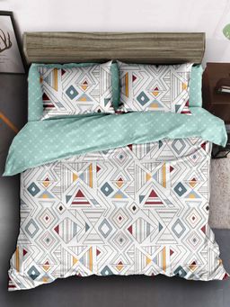Story@Home - 240 TC Microfiber Double Printed Flat Bedsheet with 2 Pillow Covers White