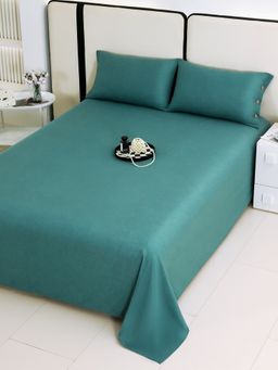 Story@Home - 240 TC Cotton Blend King Bedsheet with 2 Pillow Covers Green