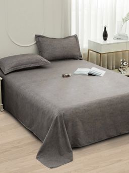 Story@Home - 240 TC Microfiber Double Bedsheet with 2 Pillow Covers Brown