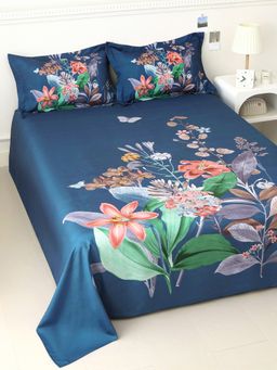 Story@Home - Microfiber 300 TC King Size Bedsheet with 2 Pillow Covers, Blue