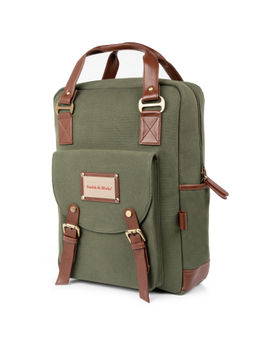 Smith & Blake - Laptop Backpack Green Canvas With Leatherette Styling Sky
