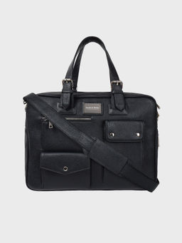Smith & Blake - Messenger Bag Double Compartment Black Leatherette Manhattan