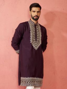 Vastramay - Men Purple Chanderi Kurta